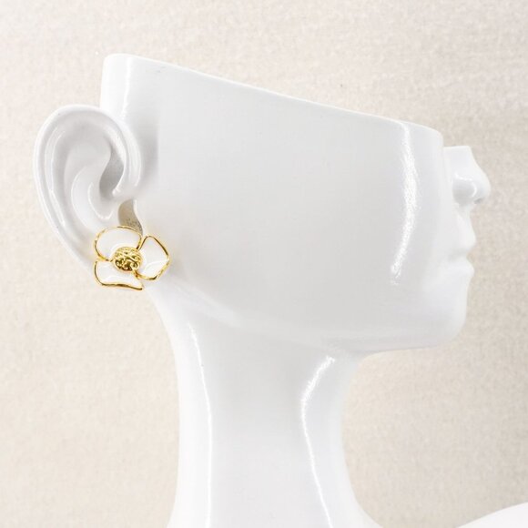 Tory Burch Fleur Flower Stud Earrings White OS - Picture 7 of 13